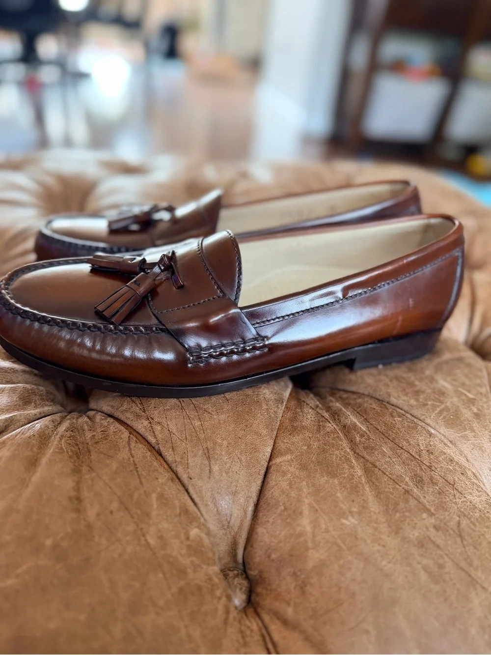 Cole Haan Men’s 11.5B Brown Leather Tassel Loafers Dress Shoes Slip On Moc